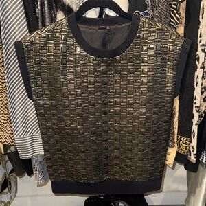 Kate Spade Saturday Elegant Metallic Gold and Black Women's Sleeveless Top